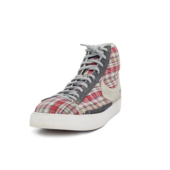 Nike Blazer Women’s Vintage Plaid Red / Grey High Top Sneakers: Size 10 - Picture 2 of 8